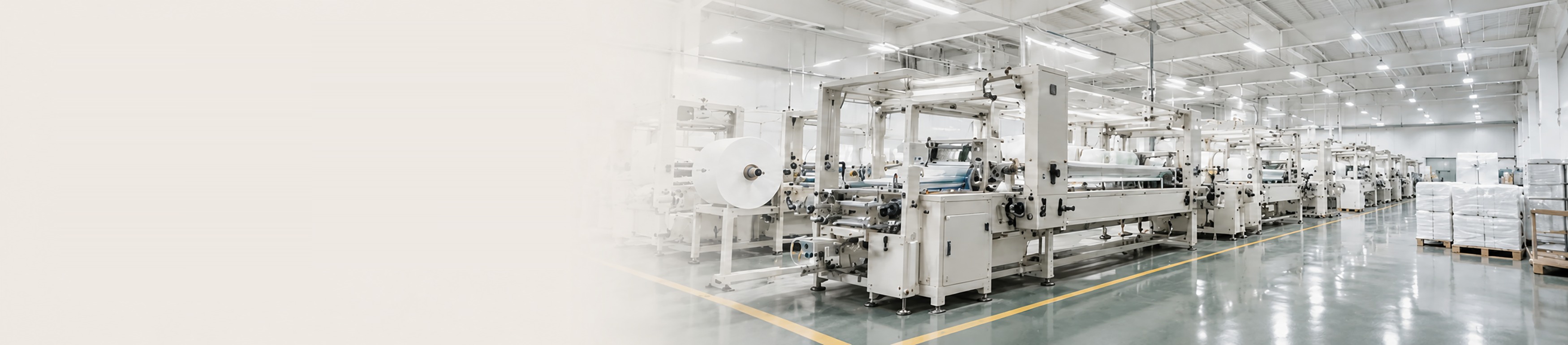 NIVAPET puppy pad manufacturing line in a modern factory.