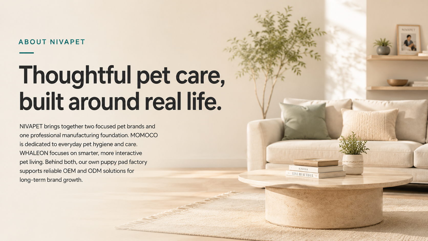 A warm, thoughtfully designed pet-friendly living room